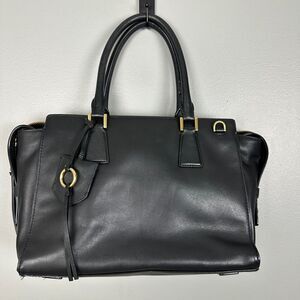 Cole Haan Marli Square Black 100% Leather Satchel Gold Hardware